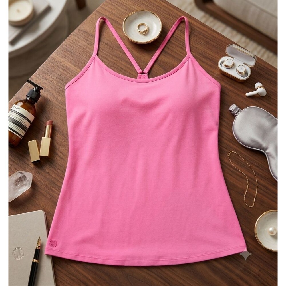 Lilly Pulitzer Women’s Pink Cami Built‑In Bra Adjustable Gold Hardware Size S